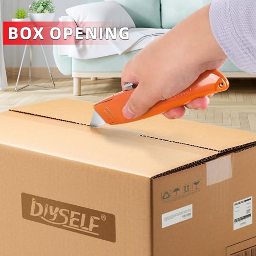DIYSELF 20 Pack Razor Utility Knives, Durable Retractable Box Cutters Orange