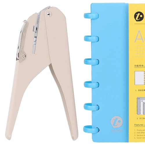 Hole Puncher, Handheld Single Hole Punch with mushroom hole and positioning ruler, Compact Office Supply Page Punching Machine with 6 Sheet Capacity for Home School Business Use pink