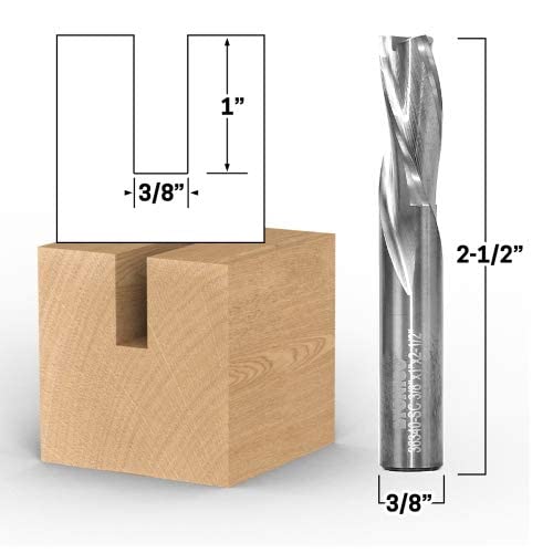 YONICO Downcut Router Bits Spiral 3 Flute Solid Carbide CNC Low Helix End Mill 3/8-Inch Dia. 3/8-Inch Shank 36340-SC 3/8" Diameter - 1" Cut Length