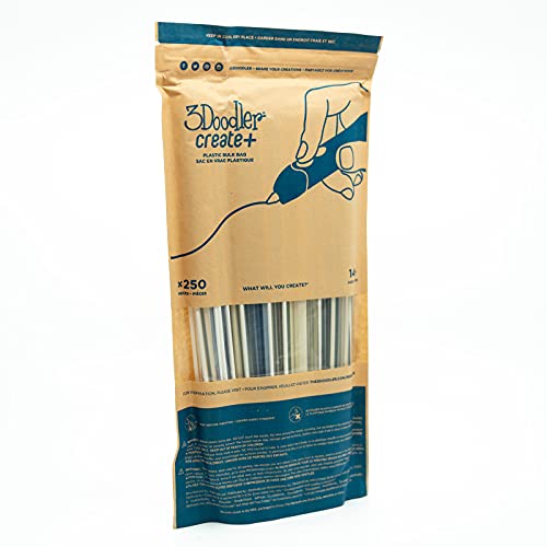 3Doodler Create PLA 3D Printing Filament Refill Bag (x250 Strands, Over 2000’ of Extruded Plastics!) - Clearly Glacier Clearly Glacier (x250 Strands)