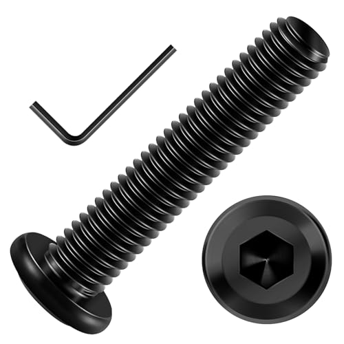 Mywish M8 x 45mm 20Pcs Flat Head Hex Socket Cap Screws Bolts & 20 Sets Assortment Kit 1/4-20 x 2 Button Head Socket Cap Bolts, 304 Stainless Steel Bolts Assortment, Black Oxide & Hex Spanner