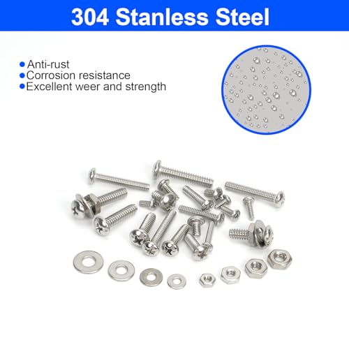 1110PCS Nuts and Bolts Assortment Kits, Stainless Steel Hardware Assortment Kit with Assorted Screws, Nuts, Bolts and Washers（#4-40#6-32#8-32#10-24） Storage Case