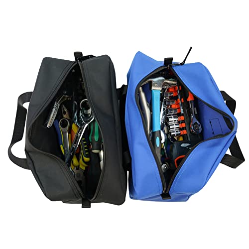 MELOTOUGH Utility Tool Tote bag Combo Kit-Includes 2 Medium Tool Organizer Bags + Utility Canvas Zipper Tool Bag Fastener Bag Heavy Duty Mesh Window, Hanging Grommets