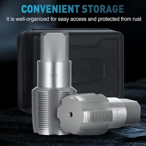 1-1/2"-11-1/2 NPT Pipe Tap Set, Precision Carbon Steel Taps Tool, Metric and Standard for Clean and Re-thread Damaged or Jam Pipe Threads in with Durable Plastic Case 1-1/2" NPT