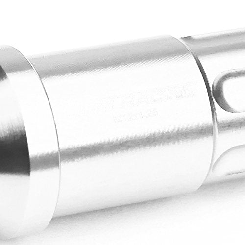 DNA MOTORING LN-ZTL-9024-125-SL Silver Open End Style M12 x 1.25 Wheel Lug Nuts w/Lock Key, 25mm OD/ 50mm Height, 20 Pack
