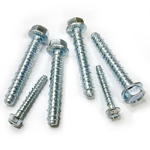 3/8" x 3" Zinc Plated Large Diameter Concrete Screws with Allen Hex Bit Socket and Drill Bit, Use for Secure Anchoring to Masonry, Brick or Block (15-Pack) 3/8"x 3"