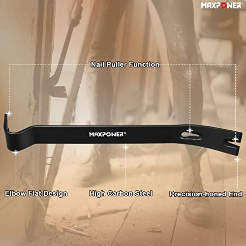 MAXPOWER Hammer and Pry Bar Set, 20oz Claw Hammer &15-inch Flat Pry Bar 20oz Claw Hammer Set