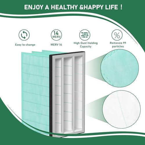24x12x12 MERV 14 Inner Synthetic Pocket Air Filter Replacement Compatible with 750-ER Air-Tech HP Jet AFS-1000B AFS-1000C, JDS 14003 Powermatic 1791082 JET 708733 Air Filtration, 2 Pack