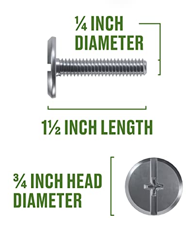 Hillman 100 Pcs Stainless Steel Hurricane Bolts (1/4"-20 x 1-1/2") | Phillips and Slotted Drive Storm Panel Bolts | Corrosion Resistant Fasteners for Storefronts and Sliding Glass Doors 1/4" x 1-1/2" 100 Pieces