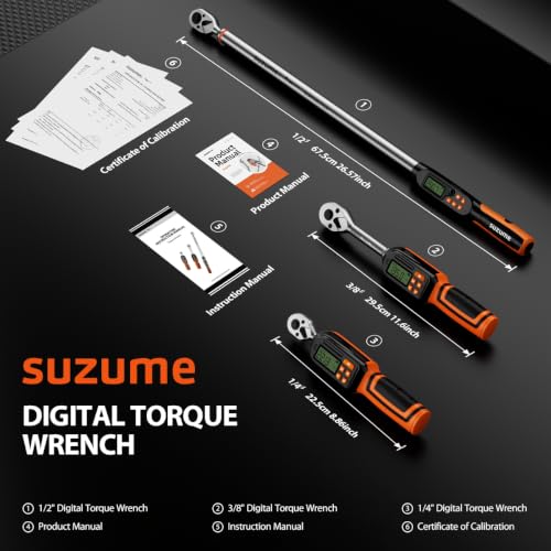 SUZUME Digital Torque Wrench 3/8 Drive (5.02-99.57 Ft. Lb / 6.8-135 N.m) 3/8" 1PC