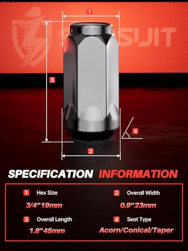 Sposuit 20 Pcs M14x1.5 Black Lug Nuts, 19mm Hex - Replacement for Ram 20 Pack HexDrive Chrome