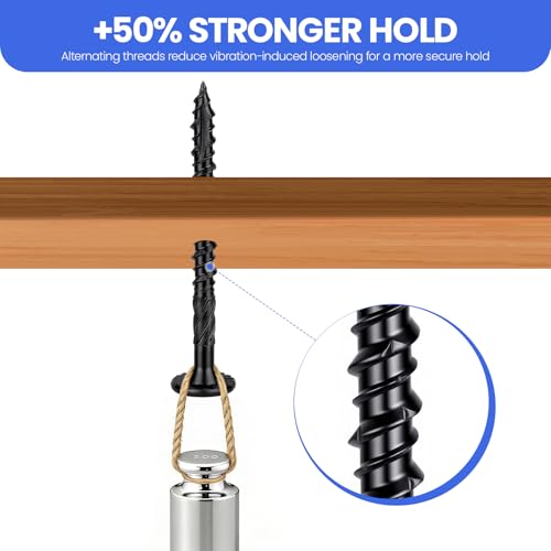 #14 * 8 Wood Structural Lag Screws, 50 Pcs Black Star Drive Deck Screws, Heavy Duty Rust Resistant Timber Screws for Timber/Log/Landscaping Wood 14*8