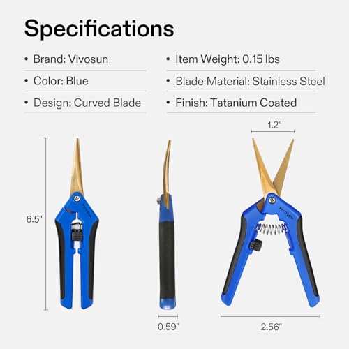 VIVOSUN Heavy Duty 2-in-1 Trimming Tray and Curved Gardening Scissors 6.5 Inch Hand Pruner Shear with Titanium Coated Blades 1-Pack