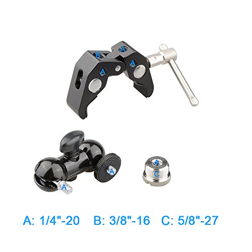CAMVATE 1/4"-20 Stainless Steel Screw Pack + Crab clamp + 360 Degree Swivel 1/4"-20 Mini Ball Head