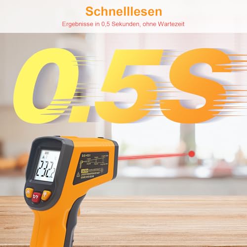 KETOTEK Infrared Thermometer Laser Digital IR Pyrometer Non-Contact Temperature Gun -50°C to 400°C Temperature Meter for Cooking Barbecue Freezer Industrial Food KT400Y