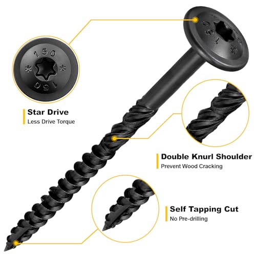 FMhotu Lag Screws, 5/16" x 4" Structural Screws 5/16" x 4" Black 50