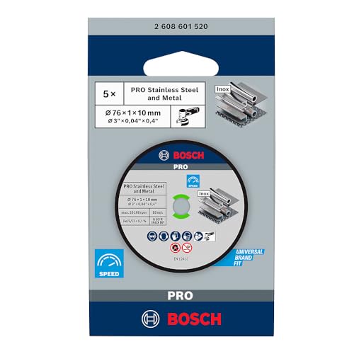 Bosch Professional Expert for Inox Cutting Disc (for Stainless Steel, 76 x 10 x 1 mm, Accessories Angle Grinder), Grey, Pack of 5 Einzelpack
