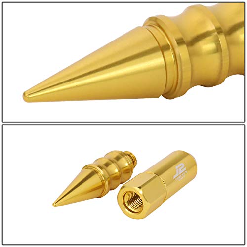 J2 Engineering LN-T7-015-15-GD Gold 7075 Aluminum M12X1.5 20Pcs L: 123mm Spiky Cap Lug Nut w/Socket Adapter