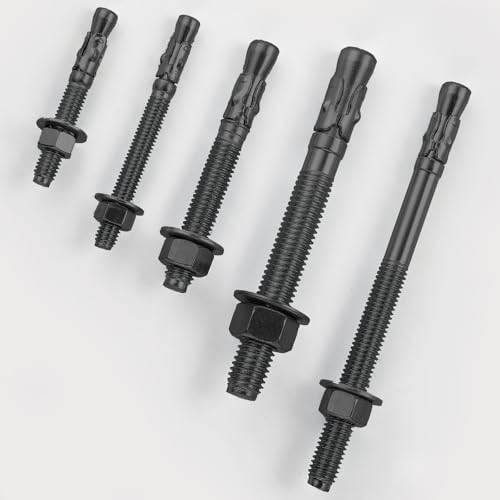 Wensilon 30Pcs 5/16x3 Inch Standard Fasteners for Heavy-Duty Black Wedge Anchors for Cement and Concrete 5/16*3" 30