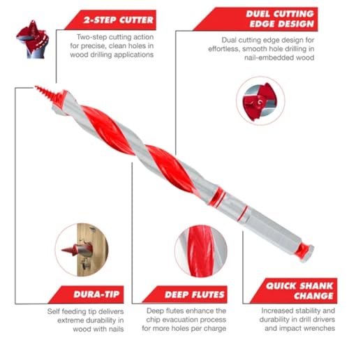 Diablo Auger Bit for Wood & Nail-Embedded Wood - 1-1/4" Dia, 17-1/2" Length