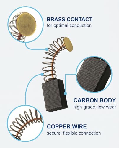 Pack of 12 Carbon Brushes 5 x 8 x 15 mm for Angle Grinders - Durable and Low Wear - Stabilises Motor Torque and Prevents Power Loss at Continuous Load