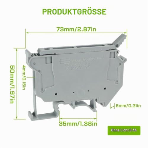 UK5- UK5RD Without LED, DIN Rail Fuse Terminal Base, Disconnect Block Screw Terminal (Pack of 10), Easy to Use