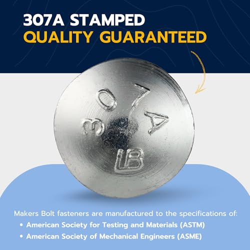 1/4" x 2" (100 Pack) Zinc Carriage Bolt Kit, Grade 307A by Makers Bolt 1/4 x 2