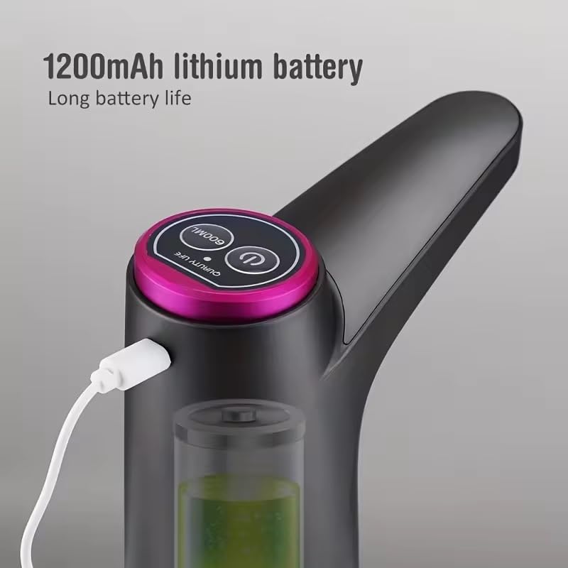Automatic Water Dispenser Pump for 5 Gallon Bottle – 30-Day Battery, 600ml Preset, 2-in-1 Tabletop & Bottle-Top Electric Pump, USB Rechargeable for Home Office Camping RV, Black Tabletop Black
