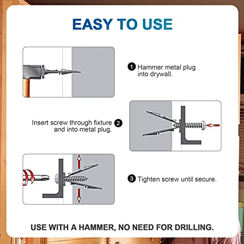 NINDEJIN 160 PCS Drywall Self-Drilling Anchor + M4 Self Tapping Screws Kit