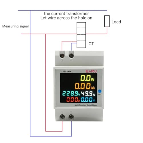 Digital Single Phase Energy Meter Tester Din Rail Electricity Usage Meter AC 110V 40-300V 100A Ampermeter Voltmeter Ammeter Voltage Amps Watt Kwh Frequency Power Factor Meter Multimeter External CT