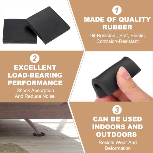 PATIKIL Rubber Solid Anti-Vibration Pads, 4 Pcs 60mm x 60mm Thick Rubber Square Washers Multi-Purpose Gasket Pad Bushings Spacer for HVAC Compressor Air Conditioner, Black