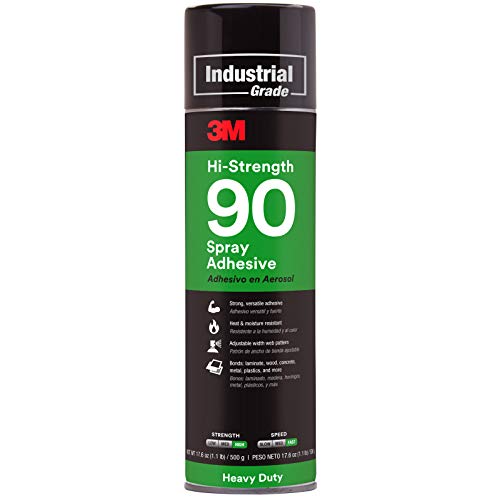 Bundle of 3M Hi-Strength 90 Spray Adhesive, Permanent, Clear Glue, Will Spray Upside Down + 3M Super 77 Multipurpose Permanent Spray Adhesive Glue, Low VOC Hi-Strength 90 - Low VOC Bundle of 90 + 77 - Low VOC 19 oz