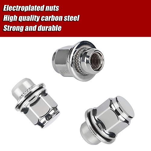 M12x1.5 Wheel Lug Nuts for Cmary Corolla, 20PCS One-Piece OEM Mag Lug Nuts 12x1.5 Lug Nut with 3/16'' (21mm) Hex for Camry Tacoma Corolla Rav4 4Runner ES350 IS300, Chrome