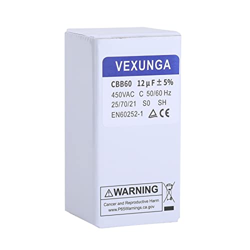 VEXUNGA 12µF 450V Motor Capacitor Starting Capacitor Capacitor 12uF 12uF 450 Volt 40 x 70 mm CBB60 Capacitors Cable M8 for Electric Motor