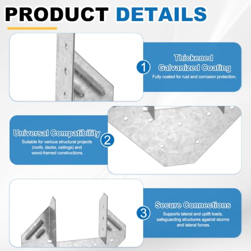 uxcell 5 Pcs Joist Hanger, 4"x8" Galvanized Steel Double Shear Face Mount Joist Hanger Brackets for Rafter, Wood Construction, Connector for Roof, Deck, Ceiling Joists, 3.54" Inner Width