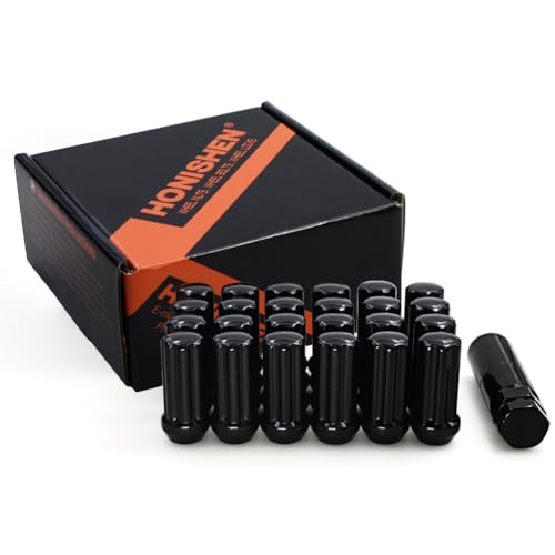 49351BKC-09-24PCS Black Chrome M14x1.50 Duplex Spline Lug Nut with Key, 24 Pack