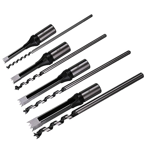 Square Hole Drill Bits for Wood,4pcs Woodworking Square Mortise Drill Bit, Mortise Chisel,1/4 Inch 5/16 Inch 3/8 Inch 1/2 Inch (All of Sizes) with Plastic Storage Case