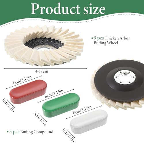 12 Pcs 4-1/2" Wool Polishing Wheel Disc & 3 Polishing Compounds