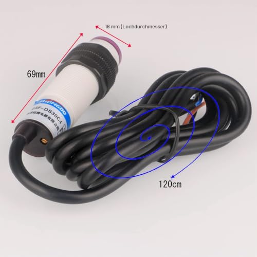 GUUZI 30cm Adjustable M18 Diffuse Photoelectric Sensor Optical Three Lines NPN NO (Normally Open) Proximity Switch 6-36VDC E3F-DS30C4 G066