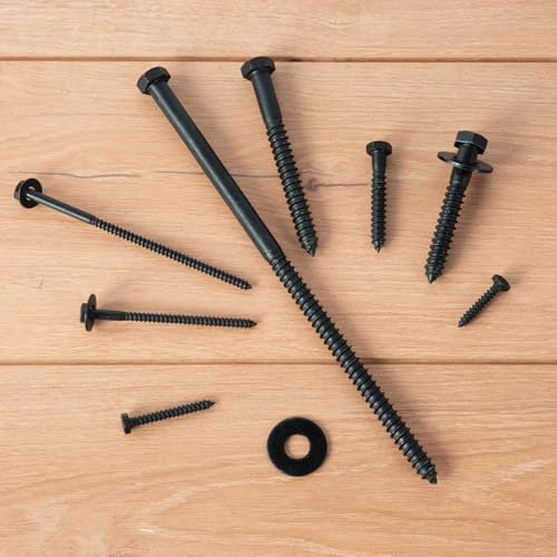 3/8" x 4" Lag Bolts (50 PCS) Black Lag Screws for Wood, Double Anti-Rust Coatings, Heavy Duty Hex Head with Washers 3/8"x4"