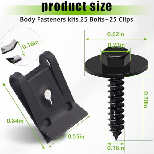 mxuteuk 50PCS M4.2 U-Nut Clips & Hex Head Automotive Body Fender Bolts Kit+mxuteuk 260PCS U-Nut Clips & Automotive Body Fender Bolts Kit
