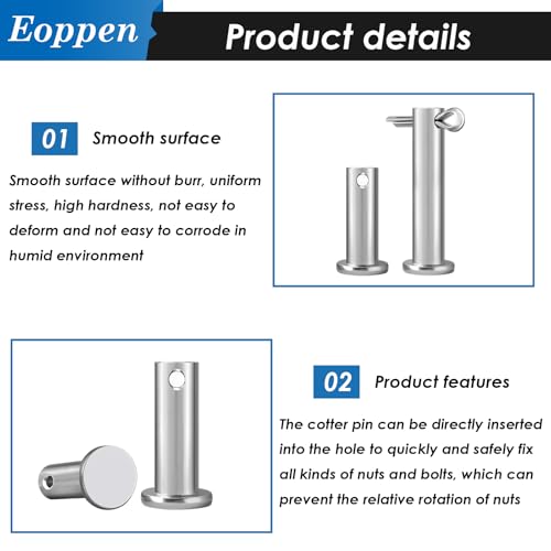 132Pcs Clevis Pin Cotter Pin Hair Pin Assortment Kit - 304 Stainless Steel 15 Sizes Cotter Pin & R Clips Pin Zinc-Plated Single Hole Flat Head Clevis Pins