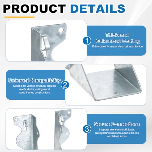 uxcell 8 Pcs Joist Hanger, 2"x4" Galvanized Steel Double Shear Face Mount Joist Hanger Brackets for Rafter, Wood Construction, Connector for Roof, Deck, Ceiling Joists, 1.73" Inner Width