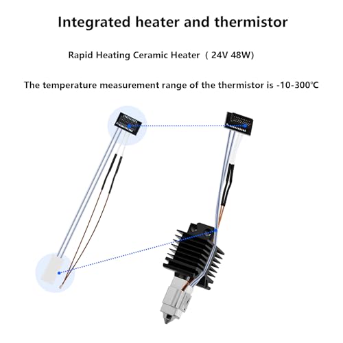 【Upgraded All-Metal Hotend】0.4mm Hardened Steel Nozzle Hotend Assembly for Bambu Lab P1S/P1P Printers, 24V 48W Ceramic Heater with High-Temp Thermistor Replacement Hotend for P1 Series 3D Printers 0.4mm
