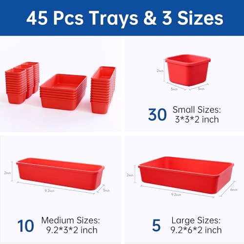 90 Pack Tool Box Organizer Tool Tray Dividers, Toolbox Drawer Organizers Storage Trays for Rolling Tool Chest, Work Bench Cabinet Bins, Parts Screw Nut Bolt Small Tools Organization - Black & Red
