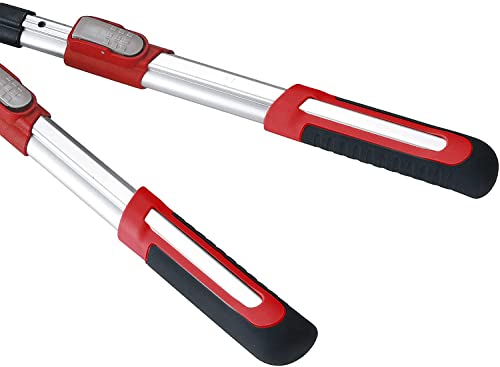 Kapoo Adjustable Hedge Shears, 26-34 Inch for Shaping Hedges, with 9 Inch Wavy Blades and Double-Teflon Coating, for Trimming Borders, Boxwood, and Bushes ba08,Red