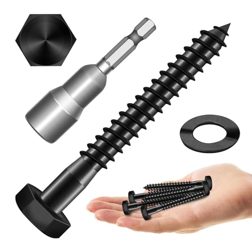 Mywish (40Sets) 1/4" x 2-1/2" Hex Head Lag Bolts & 109Pcs 1/4" Hex Head Lag Screws Assortment Kit, Heavy Duty Lag Bolts with Washers, 304 Stainless Steel Bolts 18-8, 5-Size Wood Screws for Outdoor