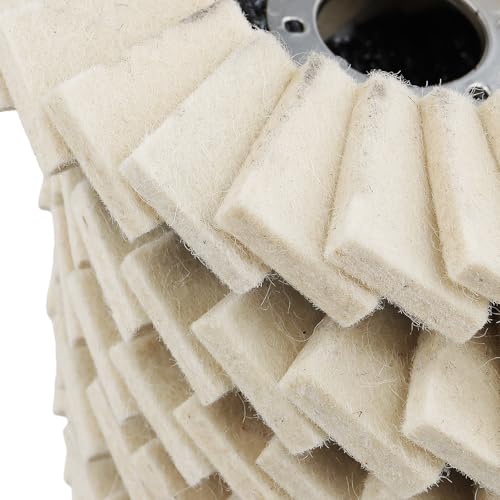 SINJEUN 15 PCS Felt Flap Disc, 4-1/2" x 7/8" Wool Polishing Wheel Disc, Angle Grinder Buffing Wheel, Metal Polishing, Off-White