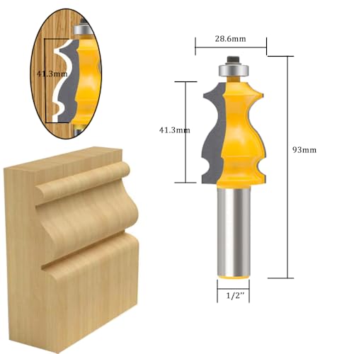 TAIWAIN Router Bit Set 1/2 Inch Shank 5PCS Tongue Groove Edging Router Bits Sets, Raised Panel Wood Milling Cutter Tool Door Drawer Cabinet Woodworking Miter Carbide CNC Cutting Tool (6) 6