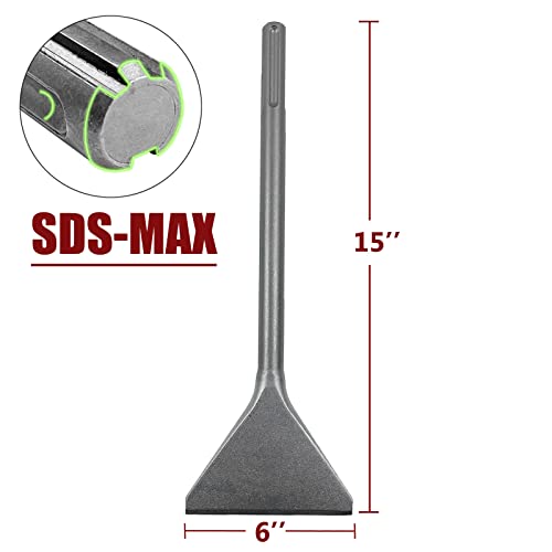 6" Wide Tile Chisel for SDS-Max Rotary Hammers, 15" Long 40Cr Steel